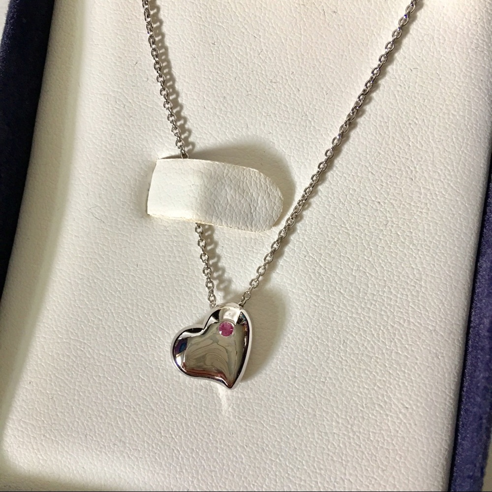 Blue Nile Heart Necklace with Pink Stone